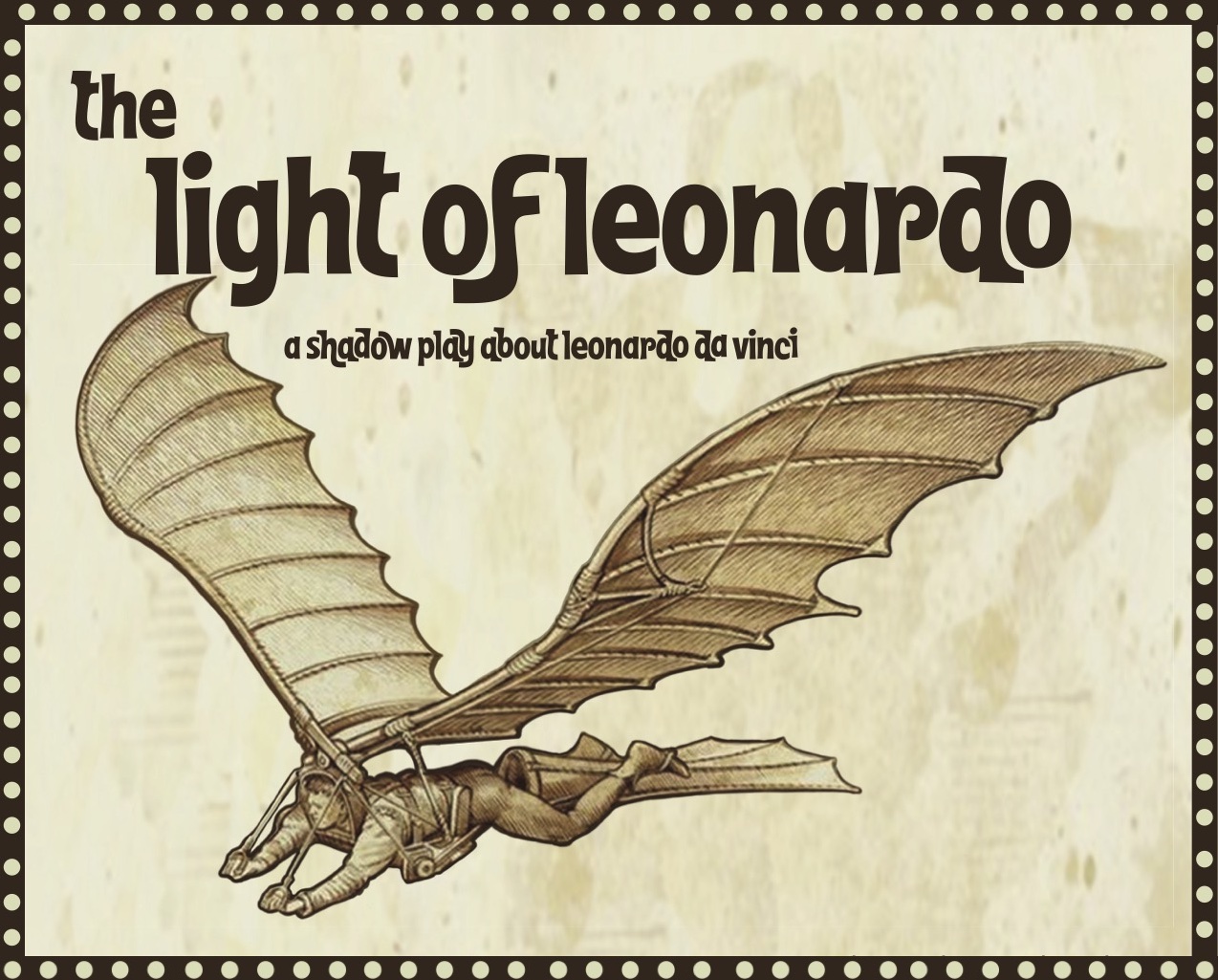 The Light of Leonardo poster with da Vinci flying machine