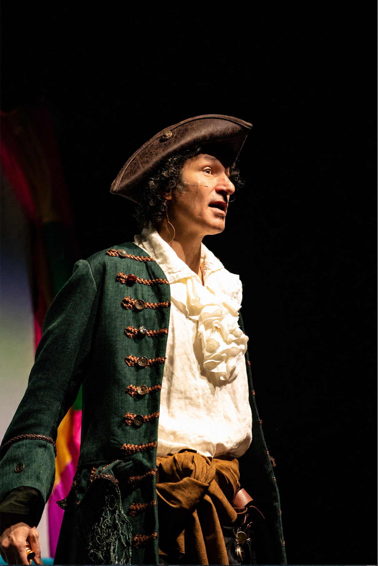 Damon Young in costume as Captain Damon on stage